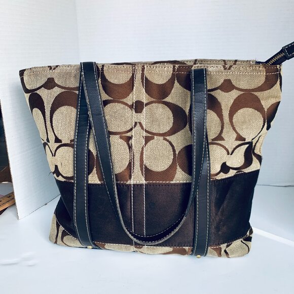 COACH Classic C Leather Fabric Purse Handbag Pocketbook Really $? - Picture 1 of 16